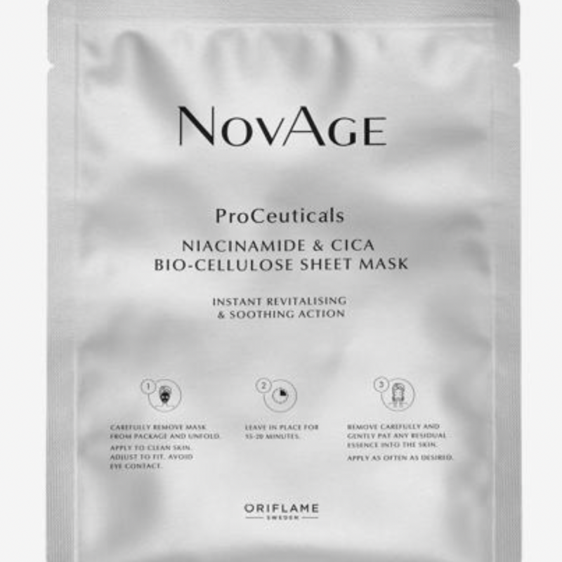 41563 ORIFLAME Mặt Nạ Giấy Novage ProCeuticals Niacinamide And Cica Bio Cellulose Cấp Ẩm, Làm Dịu Và Tăng Độ Đàn Hồi Cho Da